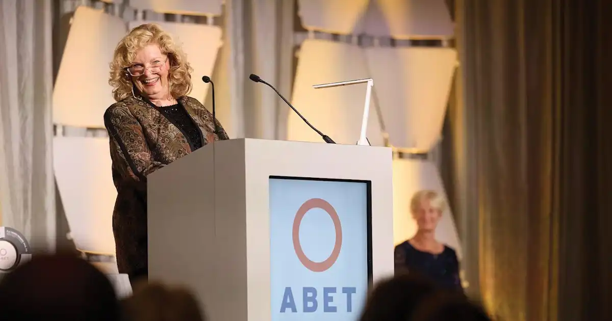 Jamie Rogers speaks an ABET Podium